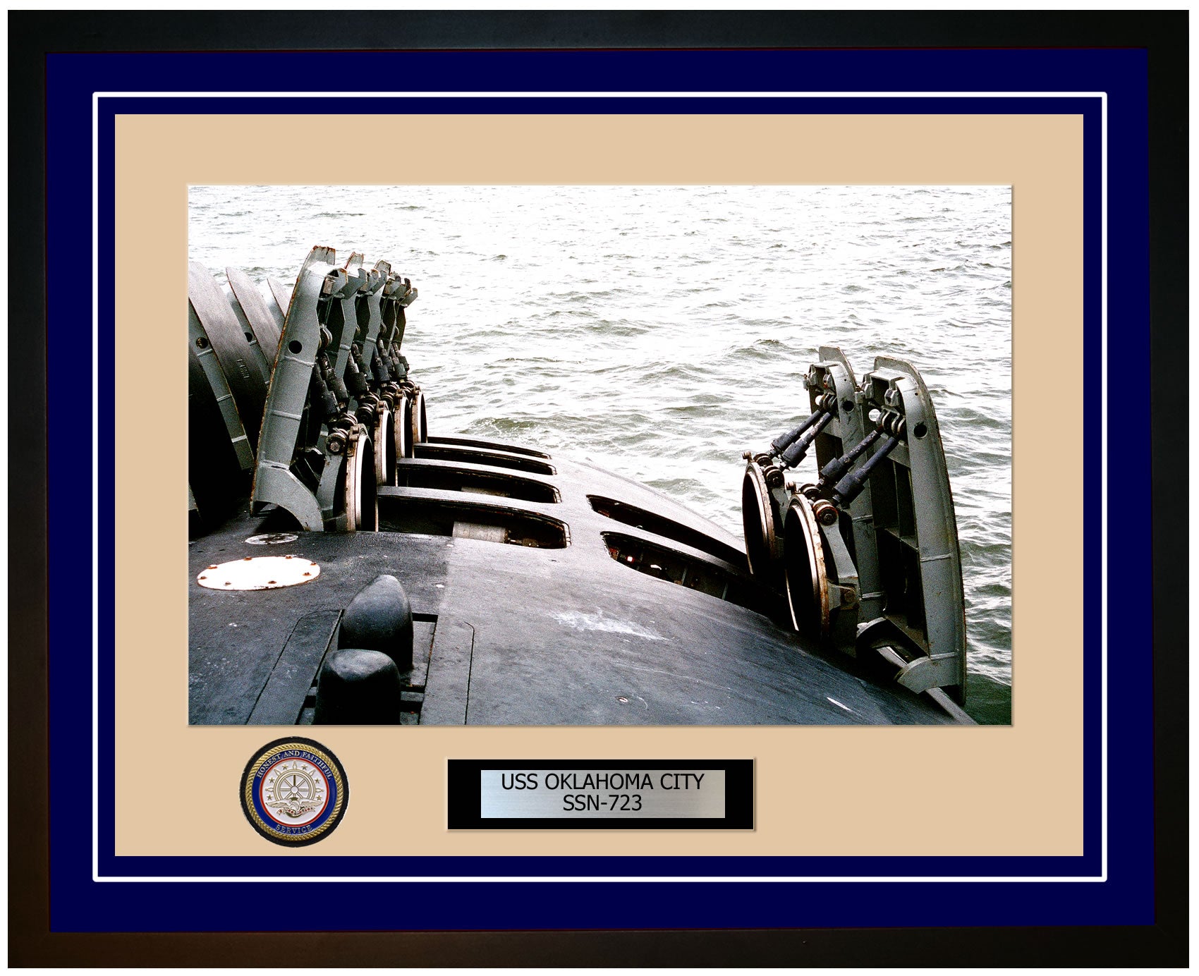 USS Oklahoma City SSN-723 Framed Navy Ship Photo Blue