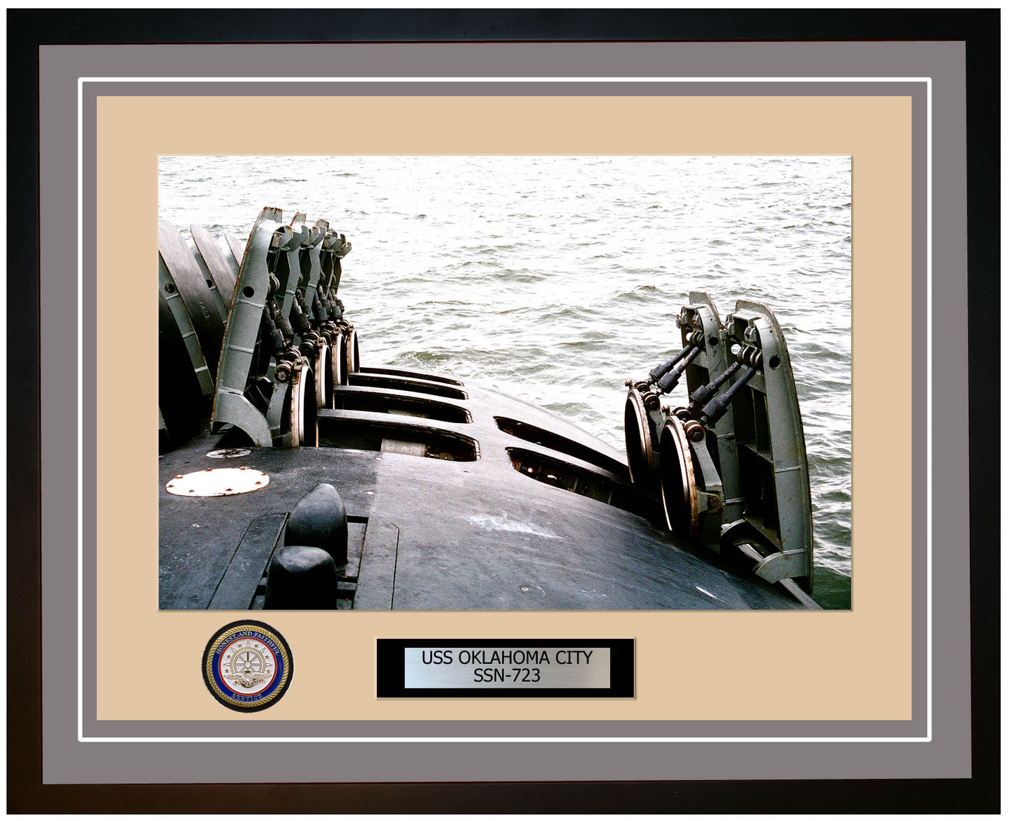 USS Oklahoma City SSN-723 Framed Navy Ship Photo Grey