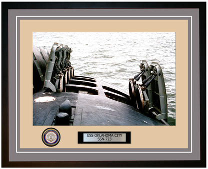 USS Oklahoma City SSN-723 Framed Navy Ship Photo Grey