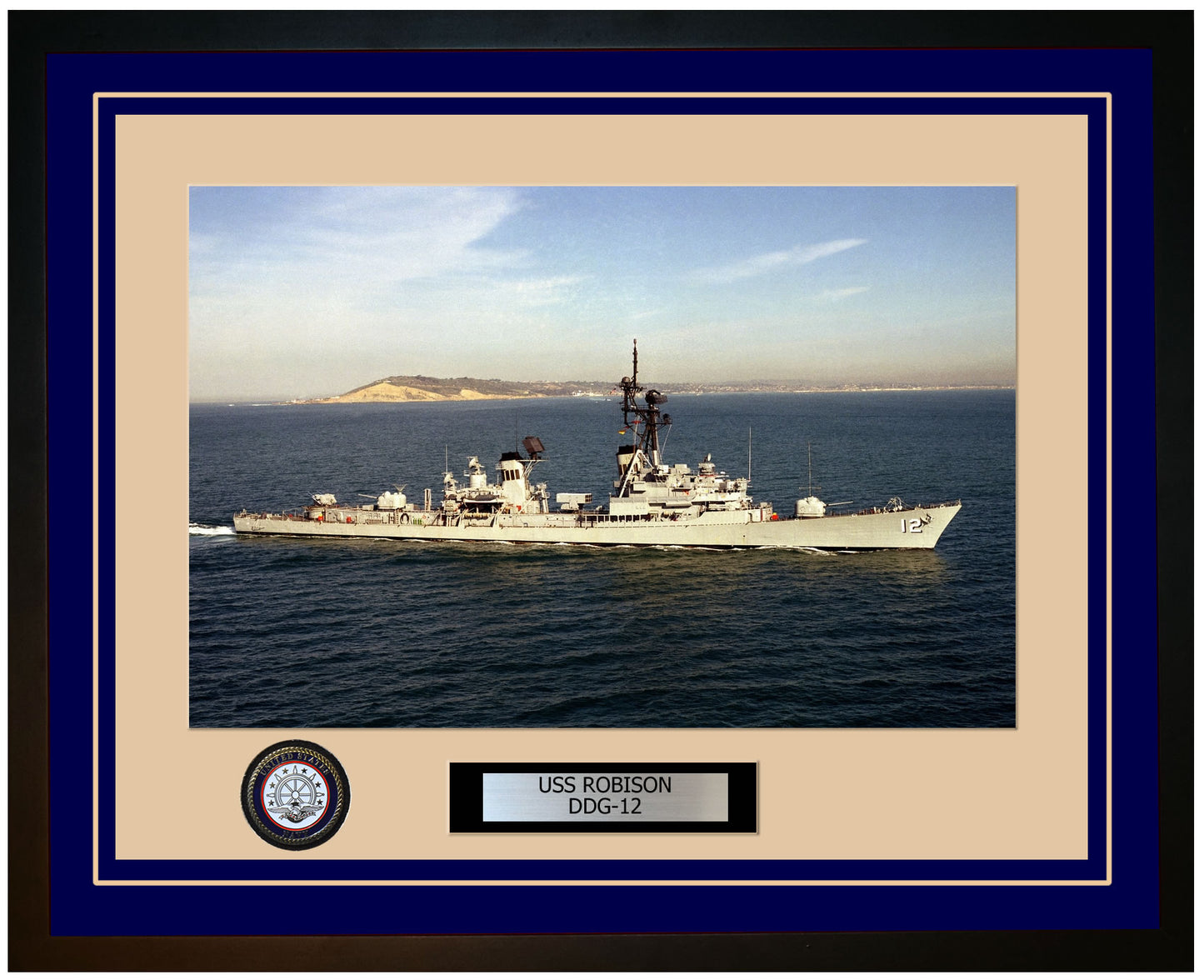 USS ROBISON DDG-12 Framed Navy Ship Photo Blue