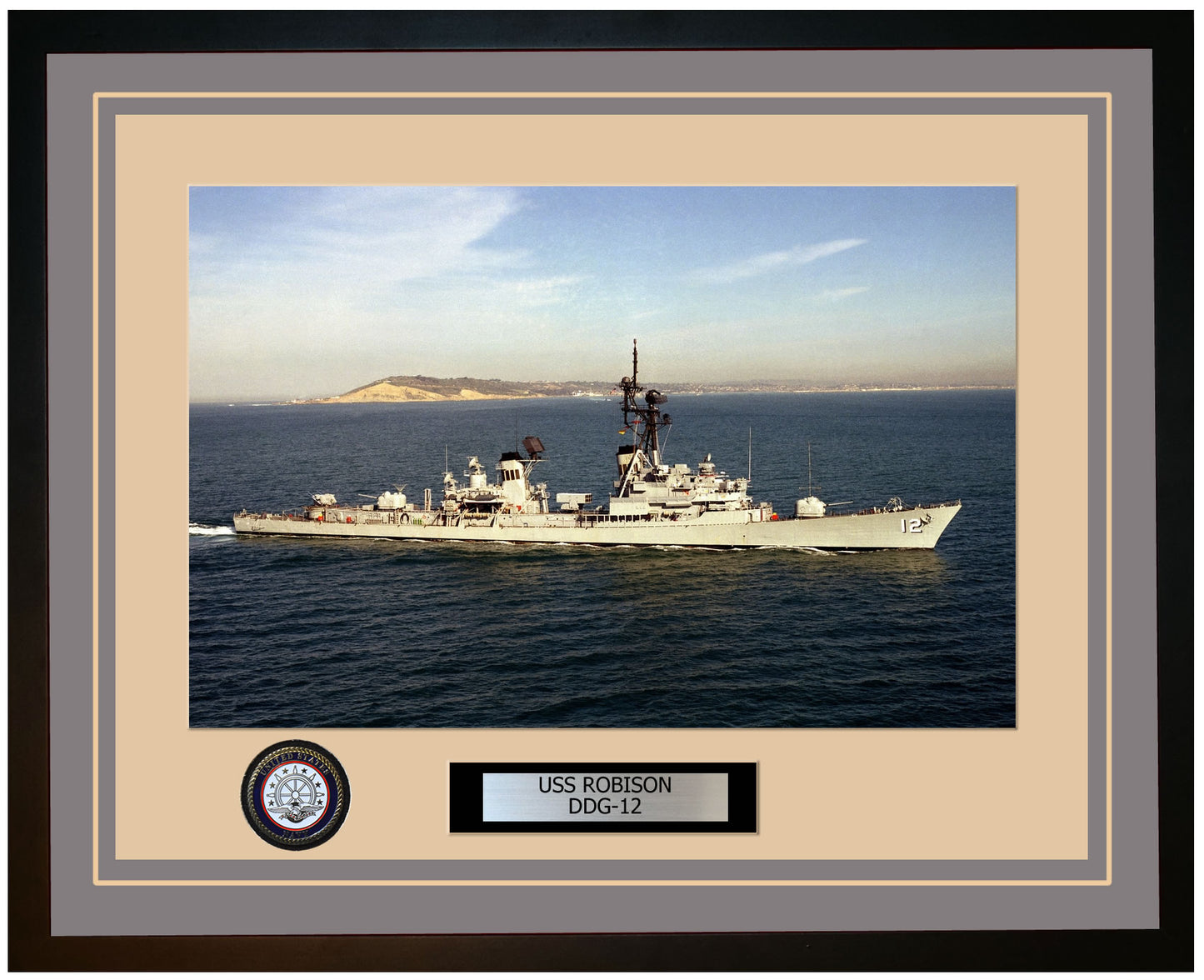 USS ROBISON DDG-12 Framed Navy Ship Photo Grey
