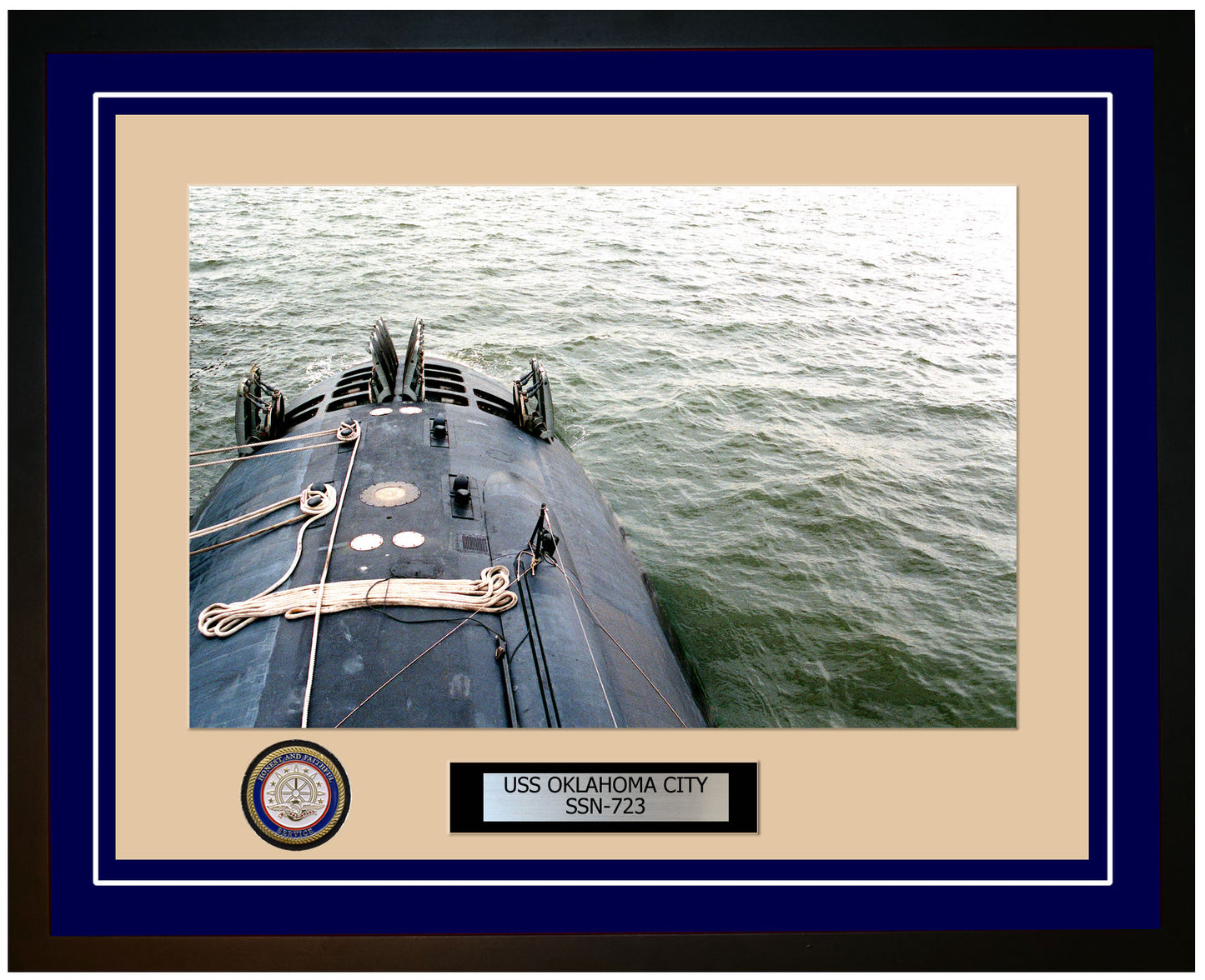 USS Oklahoma City SSN-723 Framed Navy Ship Photo Blue