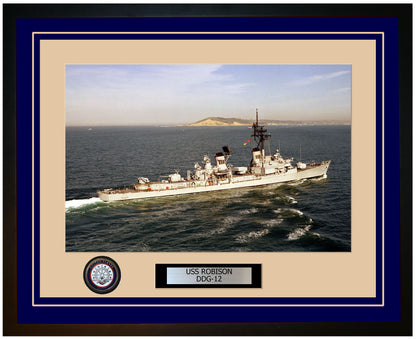 USS ROBISON DDG-12 Framed Navy Ship Photo Blue