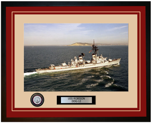 USS ROBISON DDG-12 Framed Navy Ship Photo Burgundy