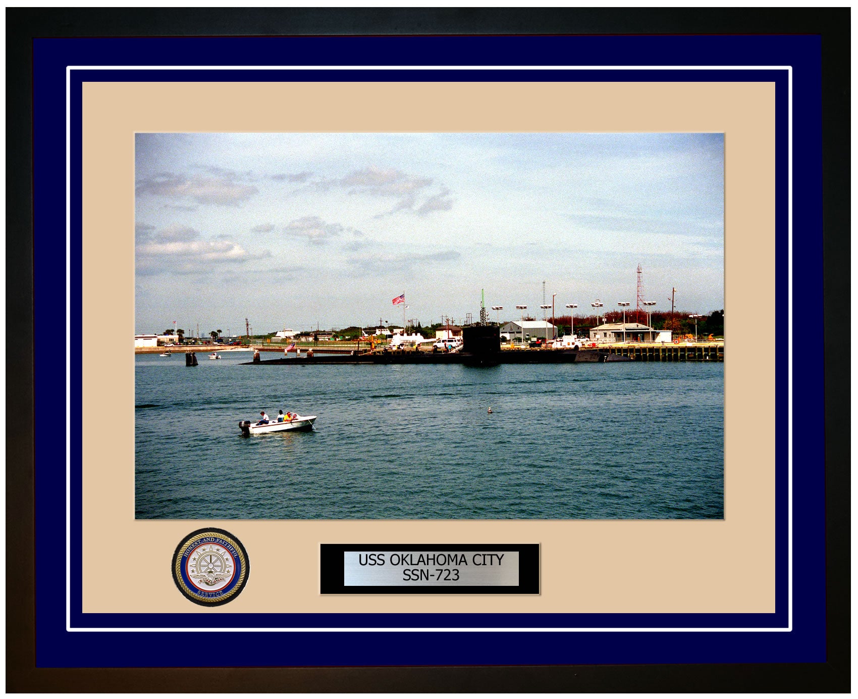 USS Oklahoma City SSN-723 Framed Navy Ship Photo Blue