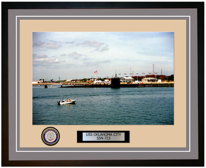 USS Oklahoma City SSN-723 Framed Navy Ship Photo Grey