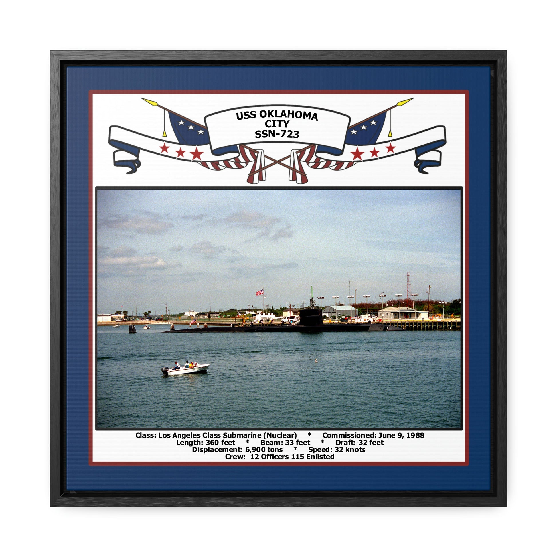 USS Oklahoma City SSN-723 Navy Floating Frame Photo Front View