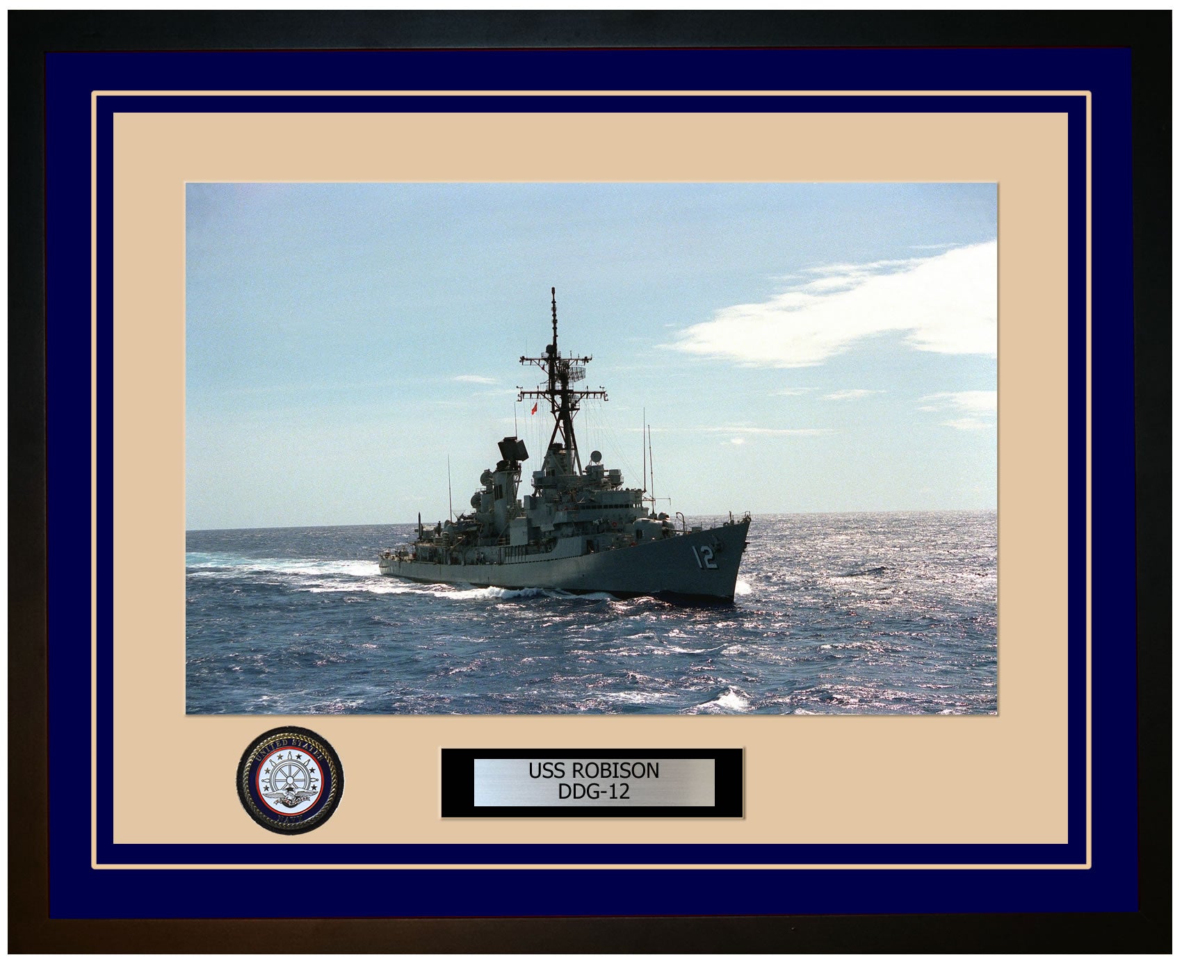 USS ROBISON DDG-12 Framed Navy Ship Photo Blue