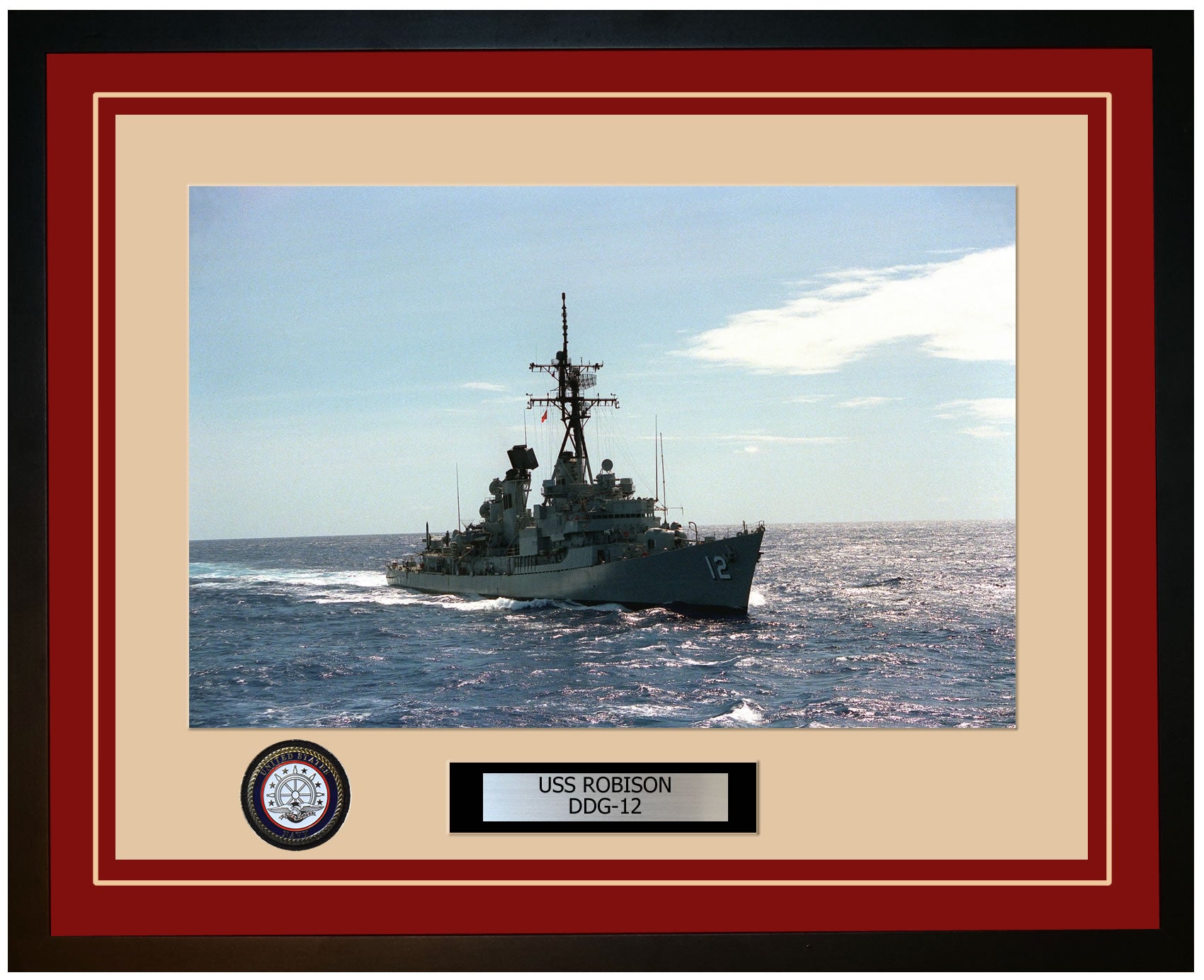 USS ROBISON DDG-12 Framed Navy Ship Photo Burgundy