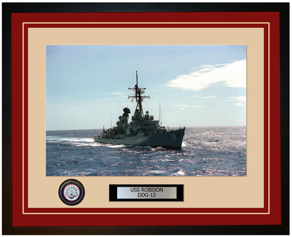 USS ROBISON DDG-12 Framed Navy Ship Photo Burgundy