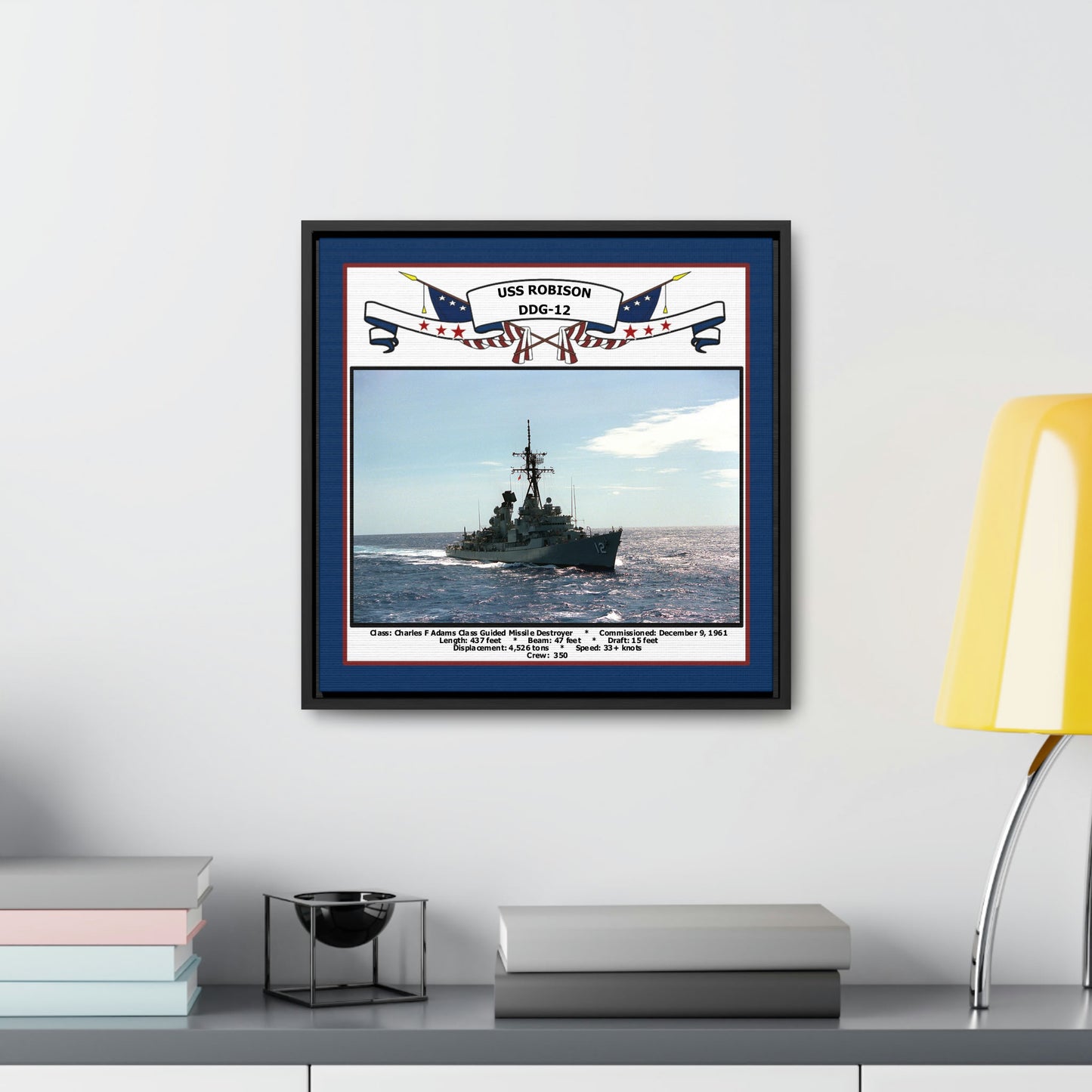 USS Robison DDG-12 Navy Floating Frame Photo Desk View