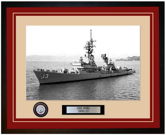 USS HOEL DDG-13 Framed Navy Ship Photo Burgundy