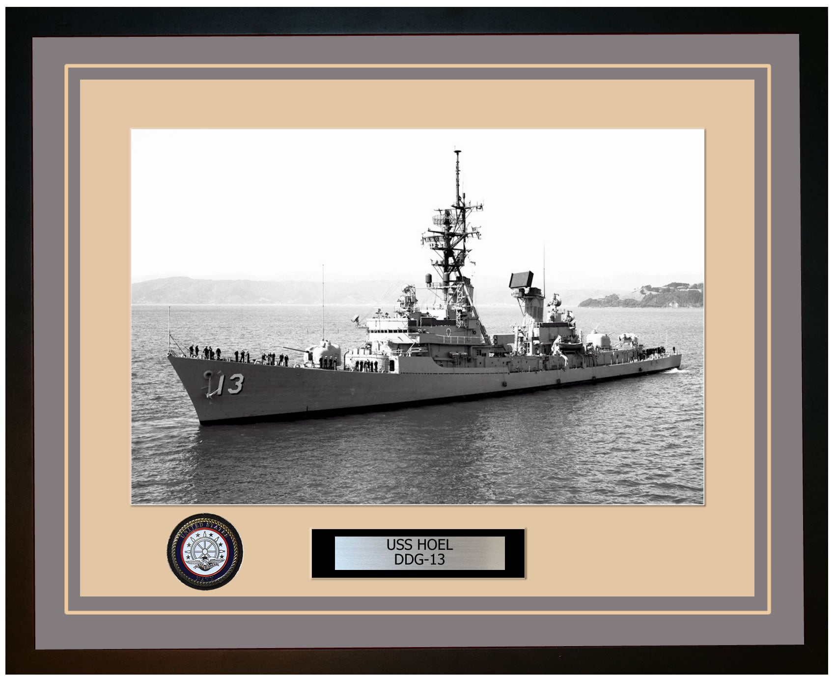 USS HOEL DDG-13 Framed Navy Ship Photo Grey