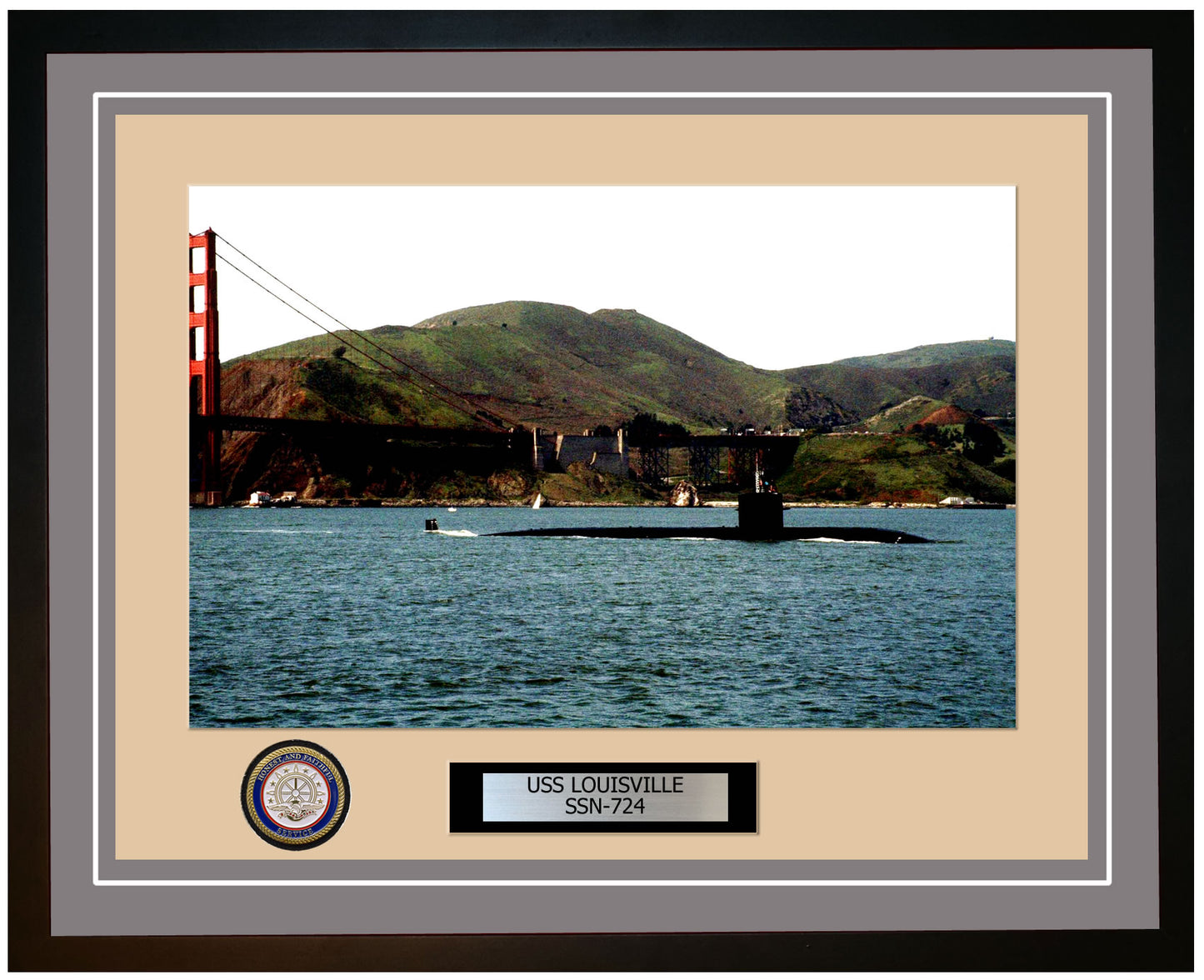 USS Louisville SSN-724 Framed Navy Ship Photo Grey