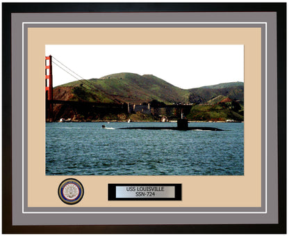 USS Louisville SSN-724 Framed Navy Ship Photo Grey