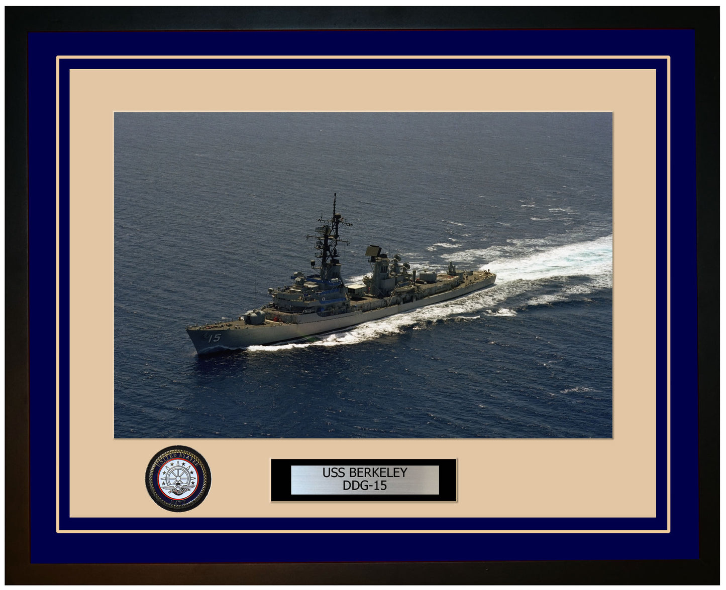 USS BERKELEY DDG-15 Framed Navy Ship Photo Blue
