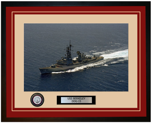 USS BERKELEY DDG-15 Framed Navy Ship Photo Burgundy
