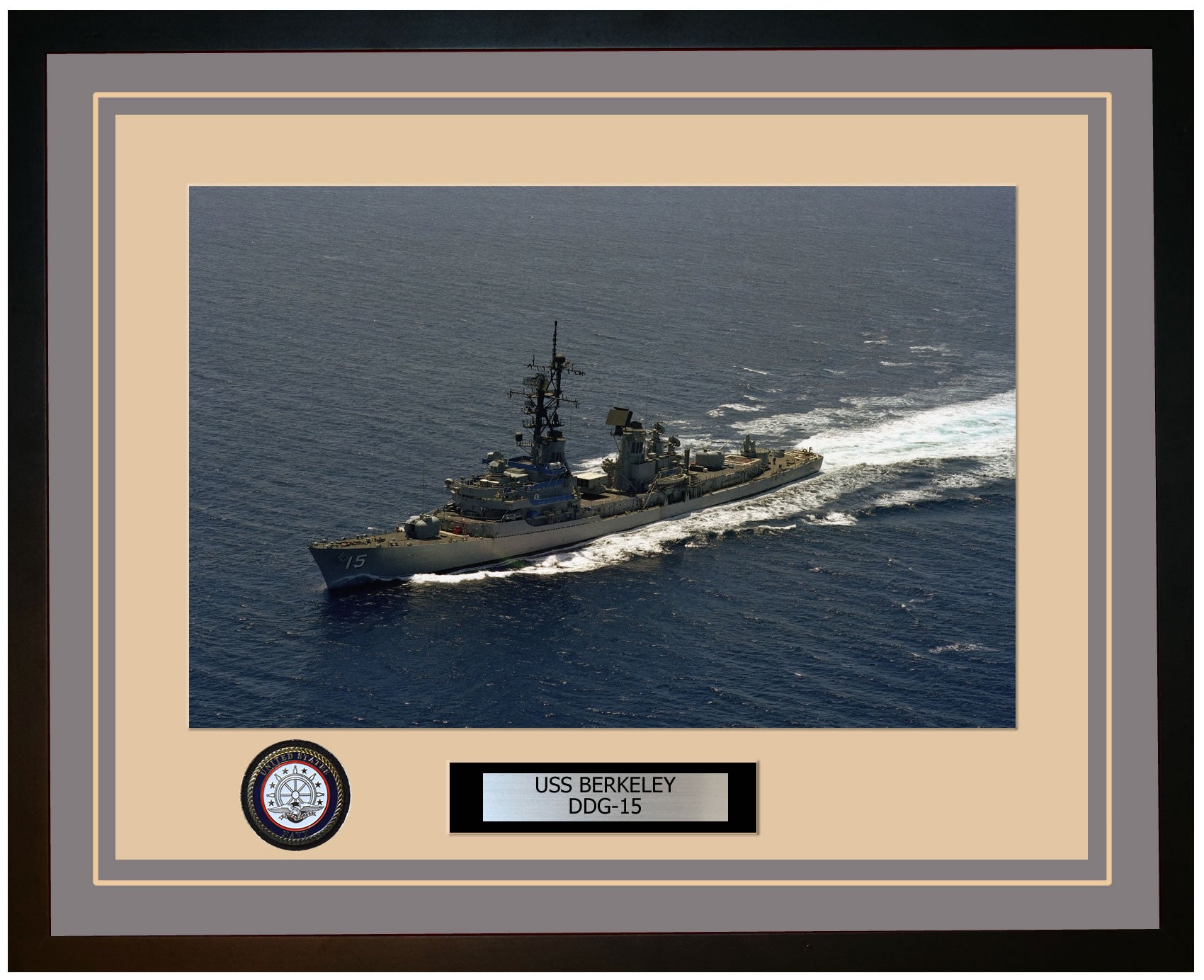 USS BERKELEY DDG-15 Framed Navy Ship Photo Grey