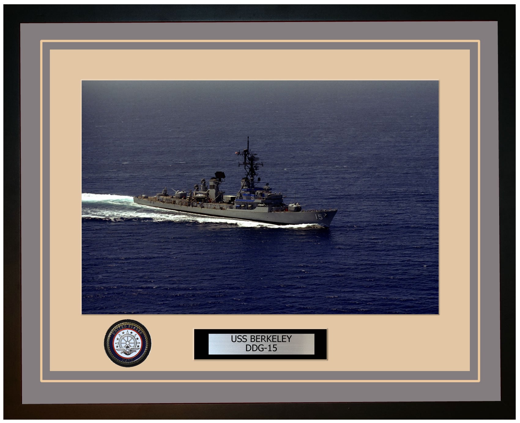 USS BERKELEY DDG-15 Framed Navy Ship Photo Grey