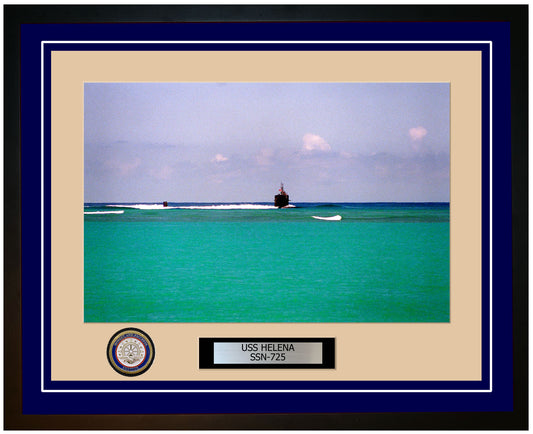 USS Helena SSN-725 Framed Navy Ship Photo Blue