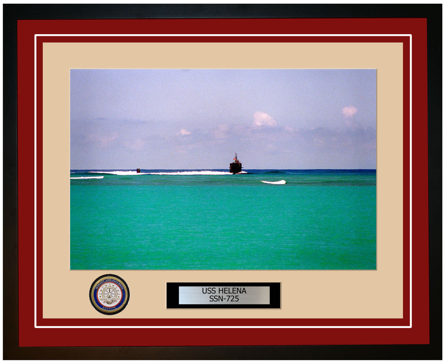 USS Helena SSN-725 Framed Navy Ship Photo Burgundy