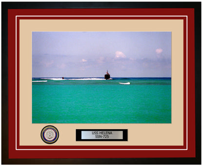 USS Helena SSN-725 Framed Navy Ship Photo Burgundy