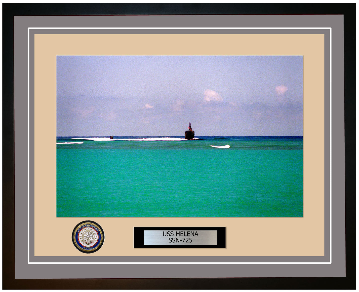 USS Helena SSN-725 Framed Navy Ship Photo Grey