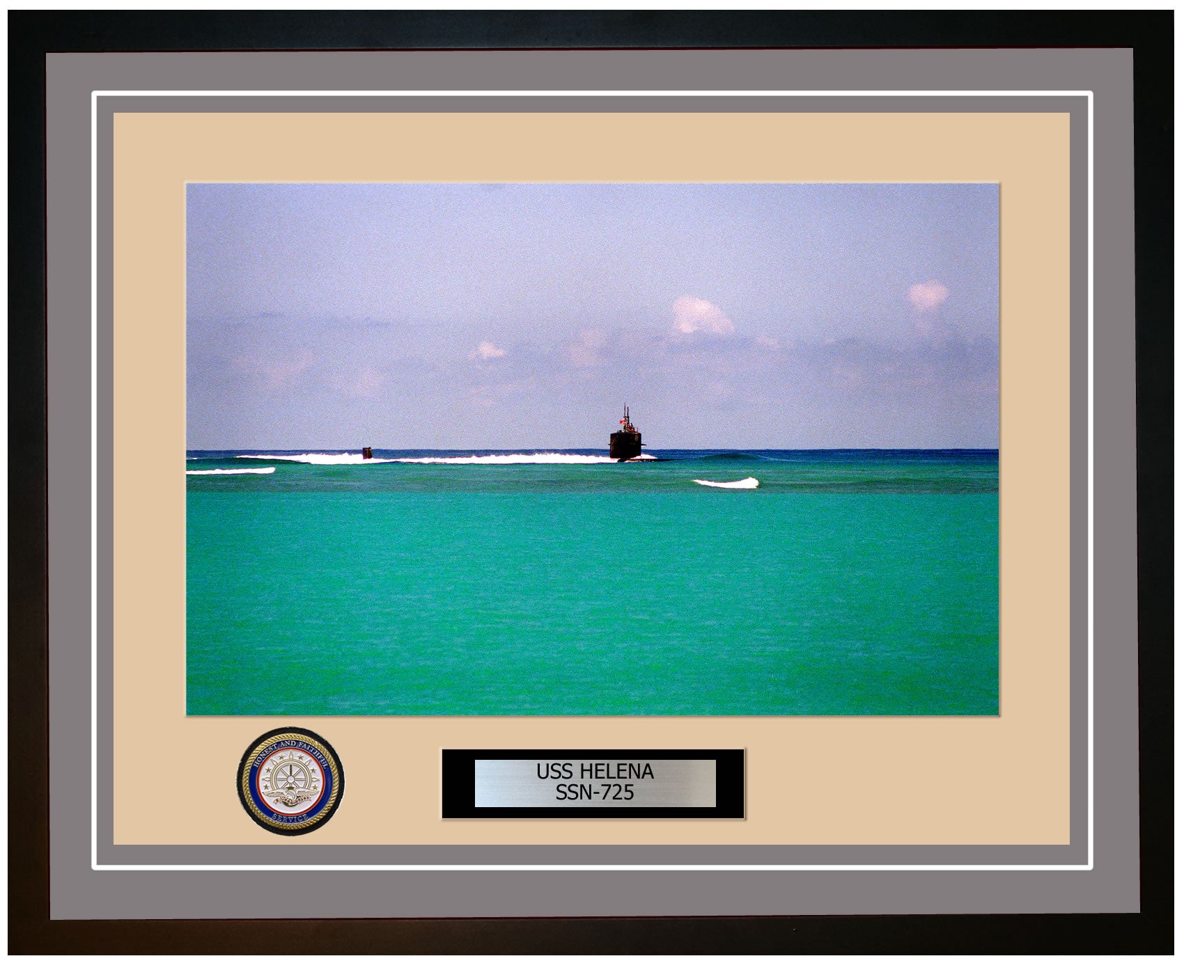 USS Helena SSN-725 Framed Navy Ship Photo Grey