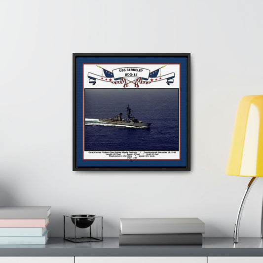 USS Berkeley DDG-15 Navy Floating Frame Photo Desk View