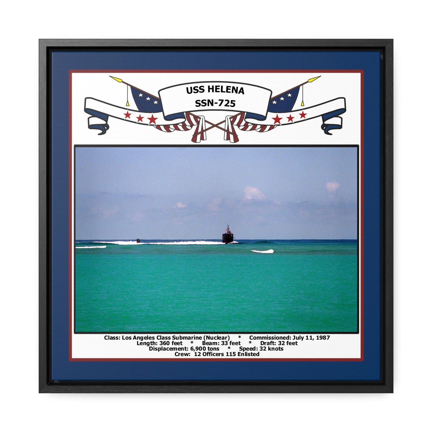 USS Helena SSN-725 Navy Floating Frame Photo Front View
