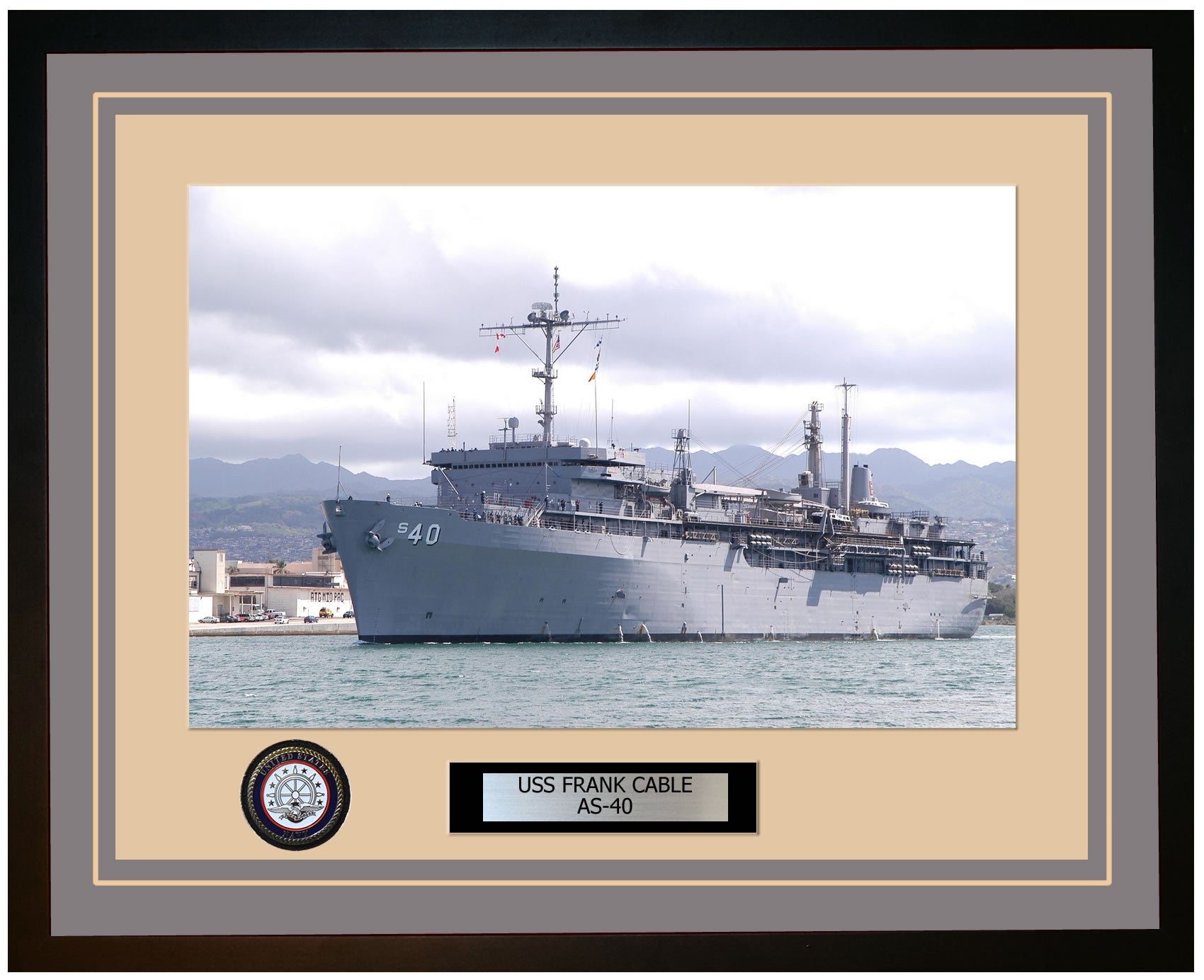 USS FRANK-CABLE AS-40 Framed Navy Ship Photo Grey