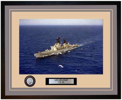 USS BELKNAP CG-26 Framed Navy Ship Photo Grey