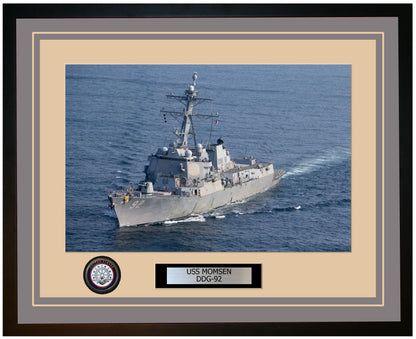 USS MOMSEN DDG-92 Framed Navy Ship Photo Grey