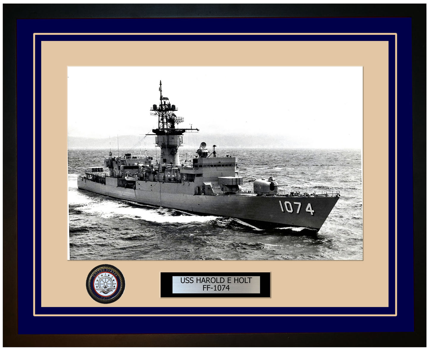 USS HAROLD E HOLT FF-1074 Framed Navy Ship Photo Blue