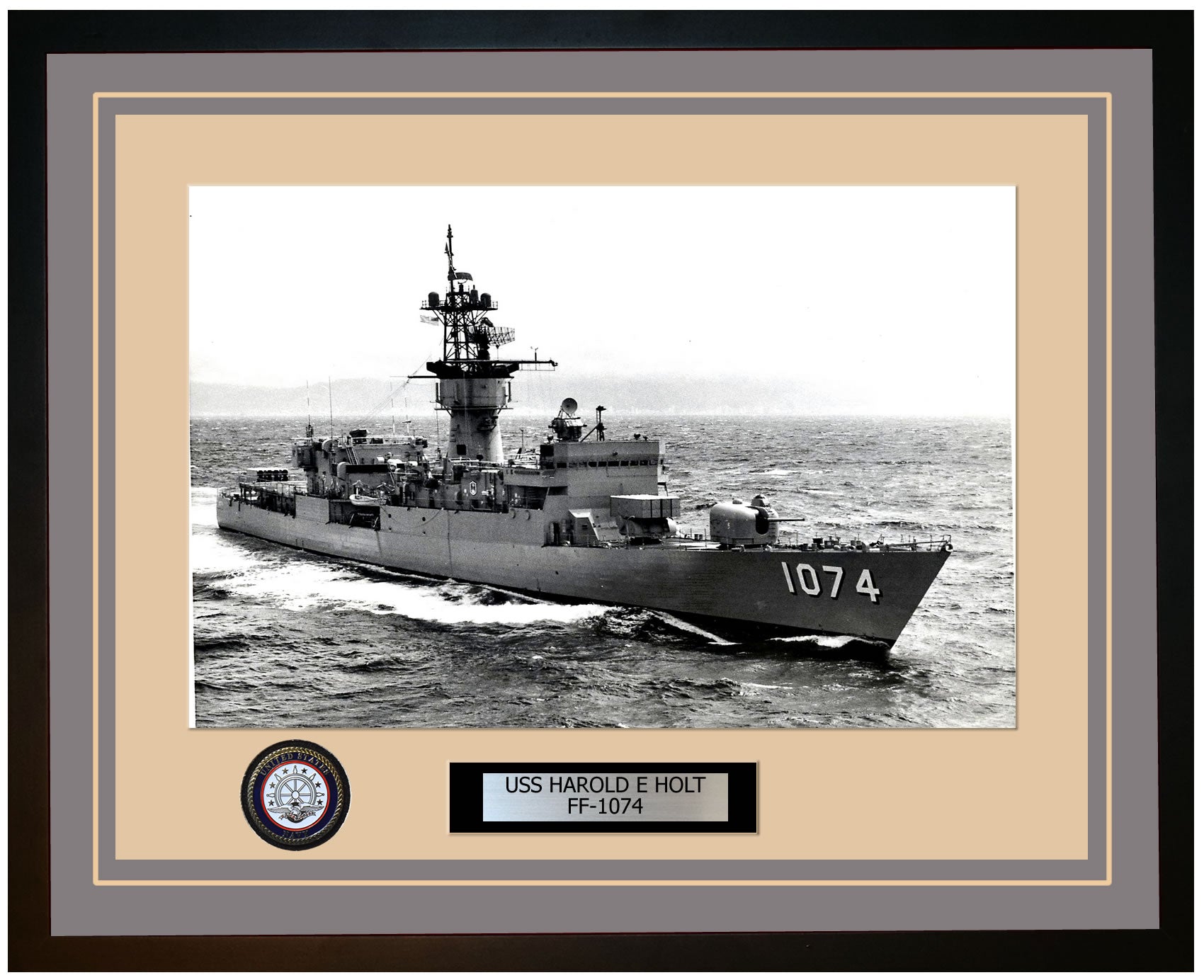 USS HAROLD E HOLT FF-1074 Framed Navy Ship Photo Grey