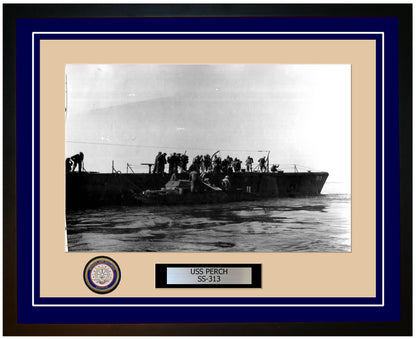 USS Perch SS-313 Framed Navy Ship Photo Blue
