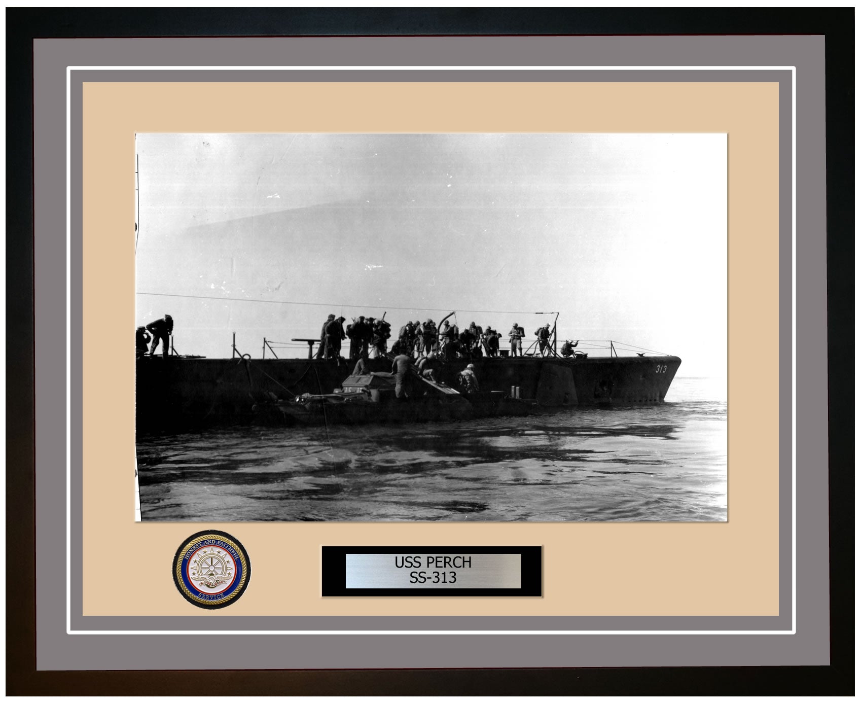 USS Perch SS-313 Framed Navy Ship Photo Grey