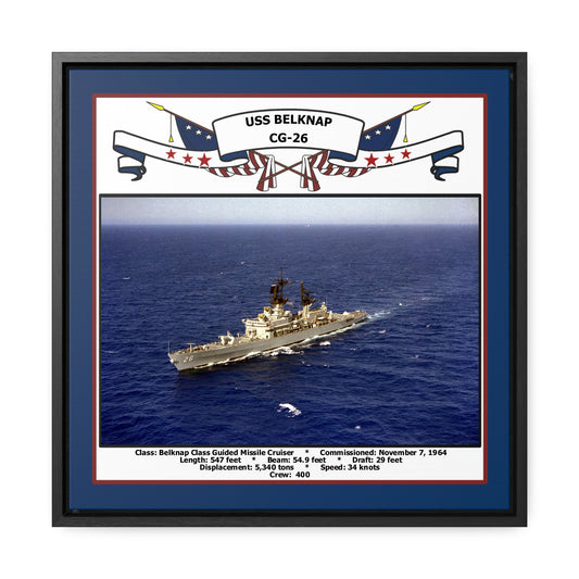 USS Belknap CG-26 Navy Floating Frame Photo Front View