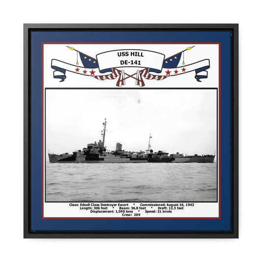 USS Hill DE-141 Navy Floating Frame Photo Front View