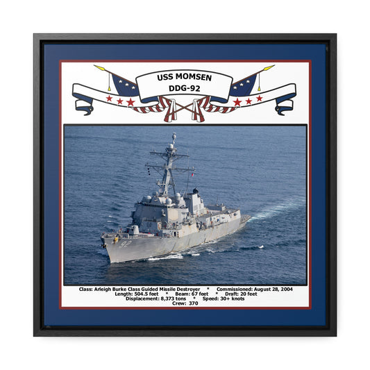 USS Momsen DDG-92 Navy Floating Frame Photo Front View