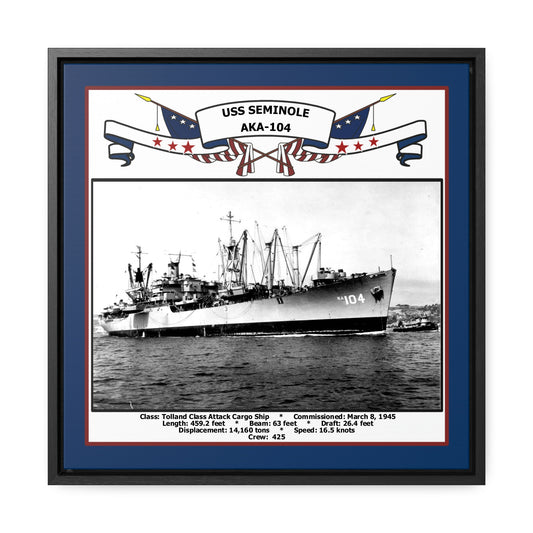 USS Seminole AKA-104 Navy Floating Frame Photo Front View