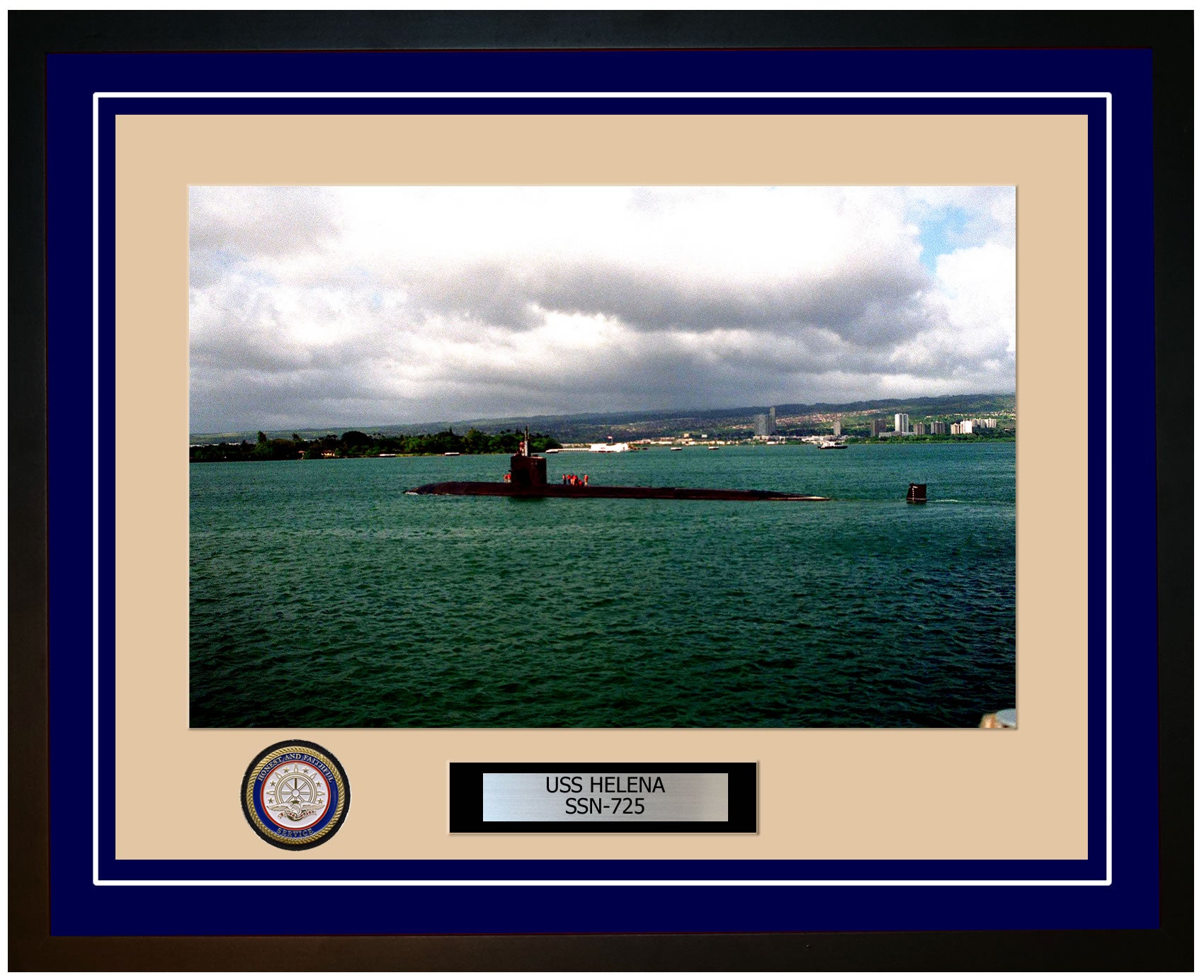 USS Helena SSN-725 Framed Navy Ship Photo Blue
