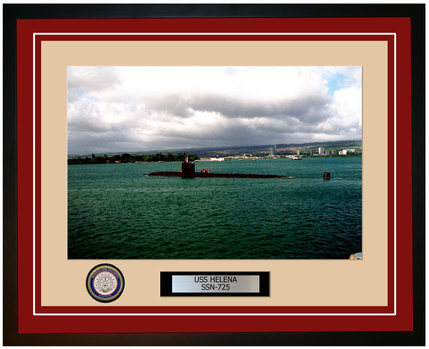 USS Helena SSN-725 Framed Navy Ship Photo Burgundy