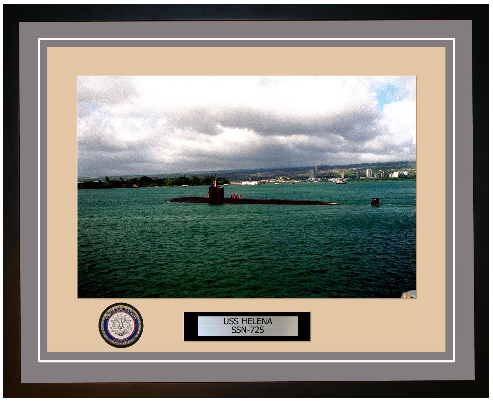 USS Helena SSN-725 Framed Navy Ship Photo Grey