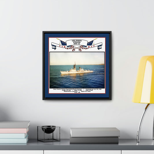 USS Joseph Strauss DDG-16 Navy Floating Frame Photo Desk View