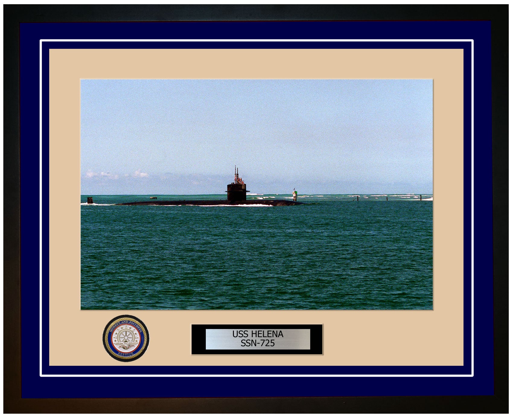USS Helena SSN-725 Framed Navy Ship Photo Blue