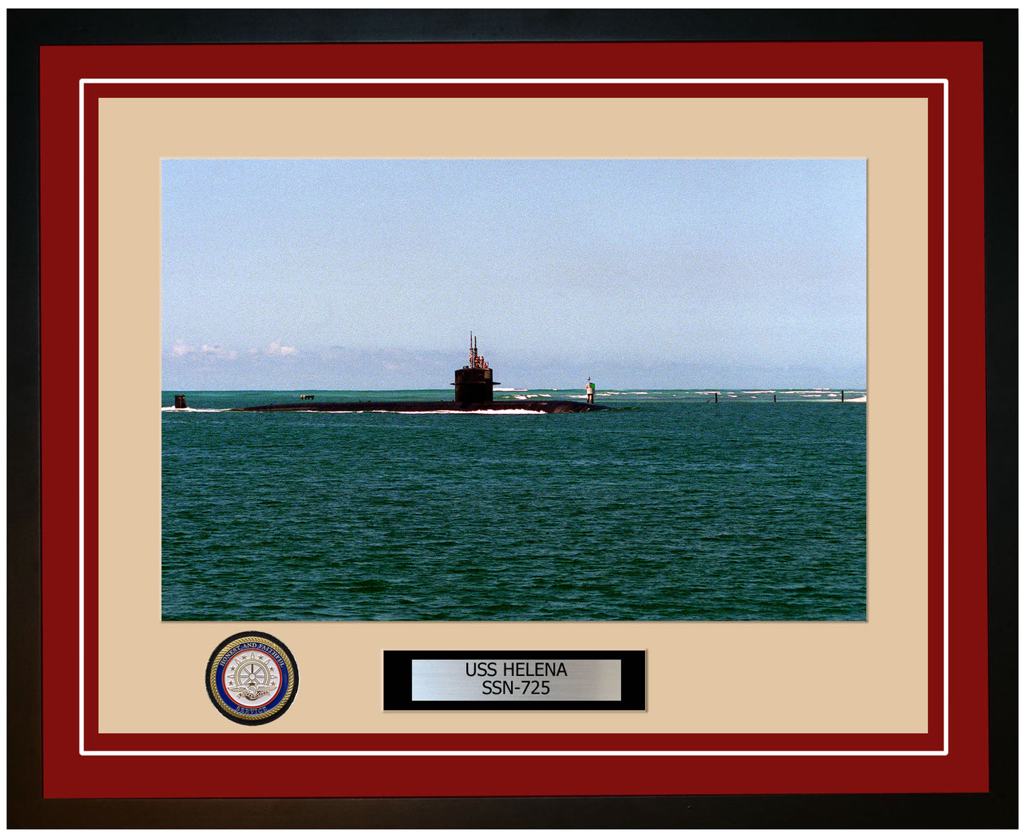USS Helena SSN-725 Framed Navy Ship Photo Burgundy