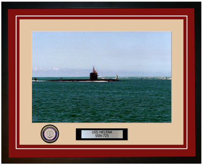 USS Helena SSN-725 Framed Navy Ship Photo Burgundy
