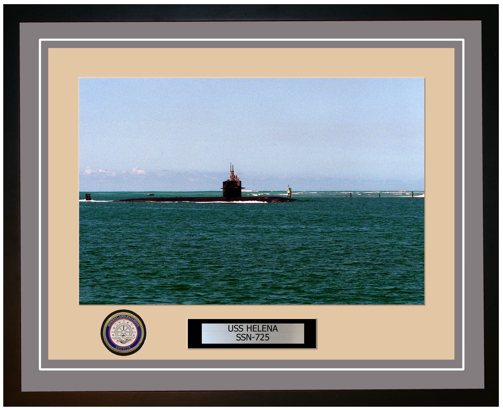 USS Helena SSN-725 Framed Navy Ship Photo Grey
