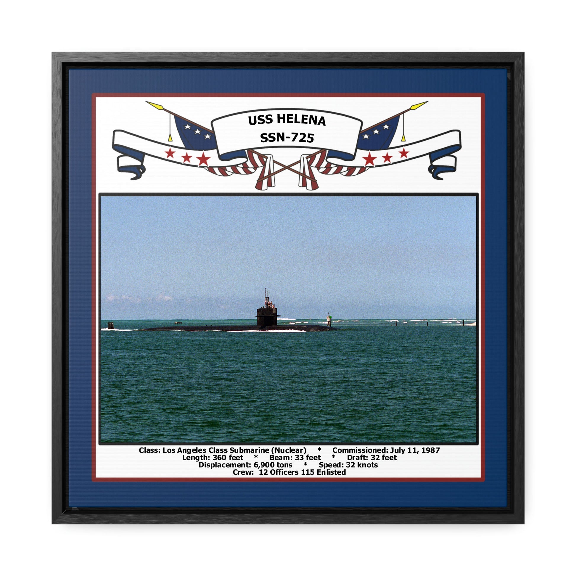USS Helena SSN-725 Navy Floating Frame Photo Front View